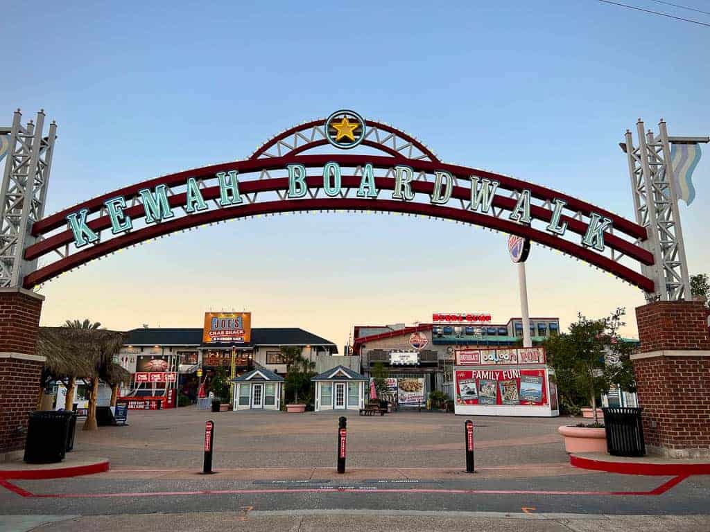 Kemah Boardwalk sign during the best time to visit houston in the summer