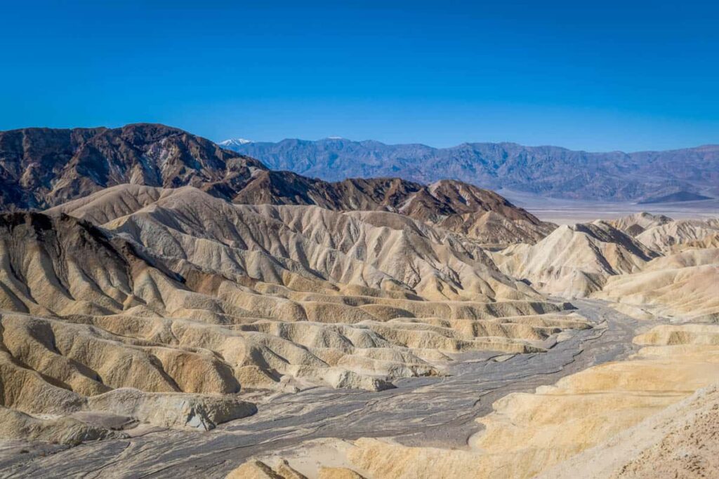 Zabriskie Point badlands, a stop on a Death Valley tour from las vegas