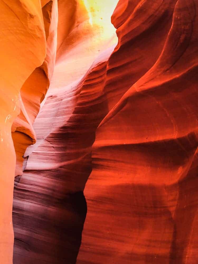 tri-colored Slot canyon cliff walls  in Utah