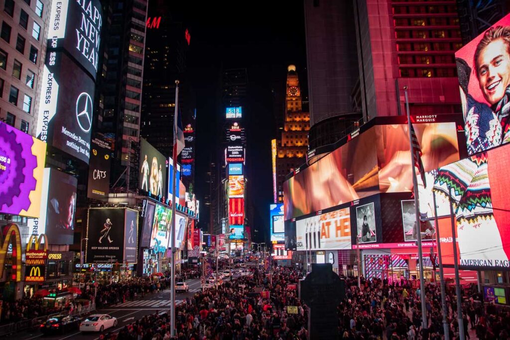 times square in manhattan new york city at night