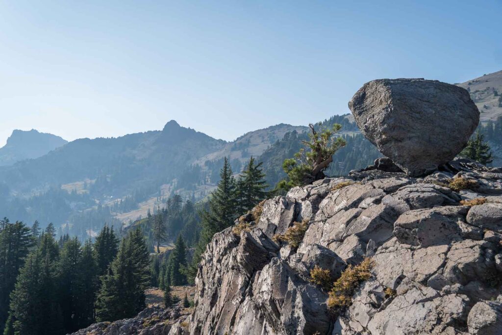 the big rock at the start of the bumpass hell trailhead in lassen volcanic national park