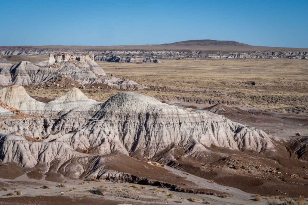 high vantage point of the badlands in blue mesa
