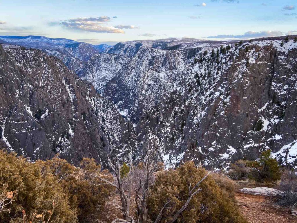 panorama of black canyon of the gunnison national park during sunset