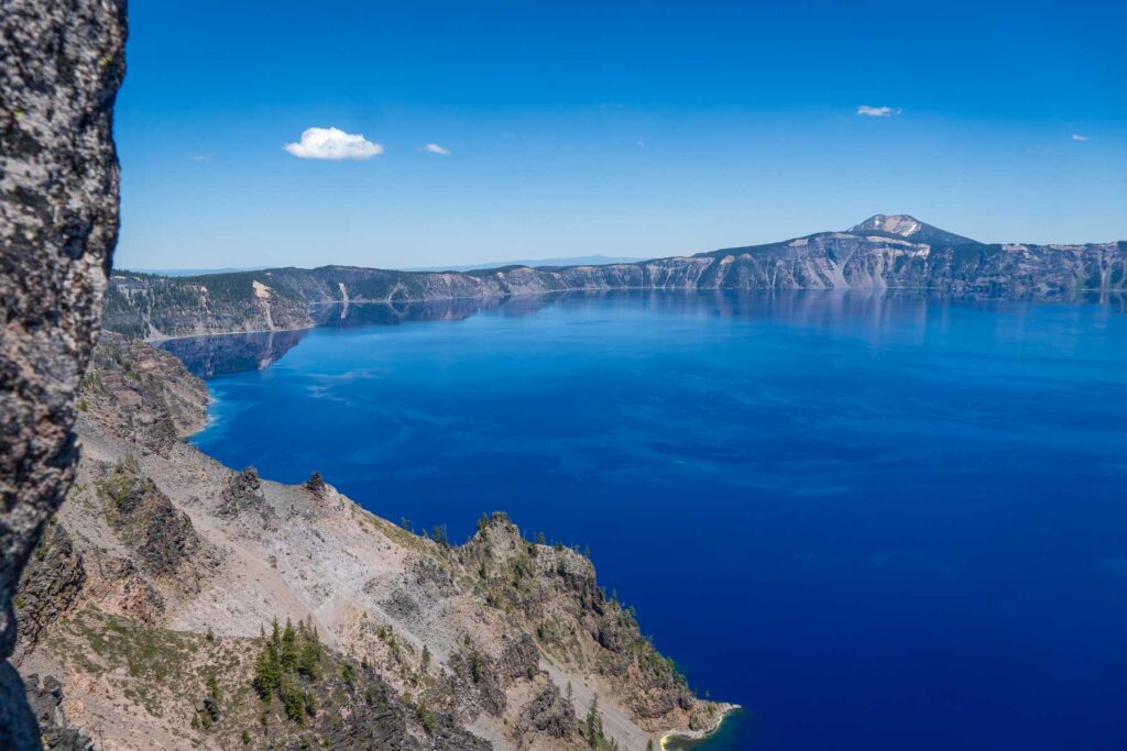 the crater walls and lake in crater lake national park