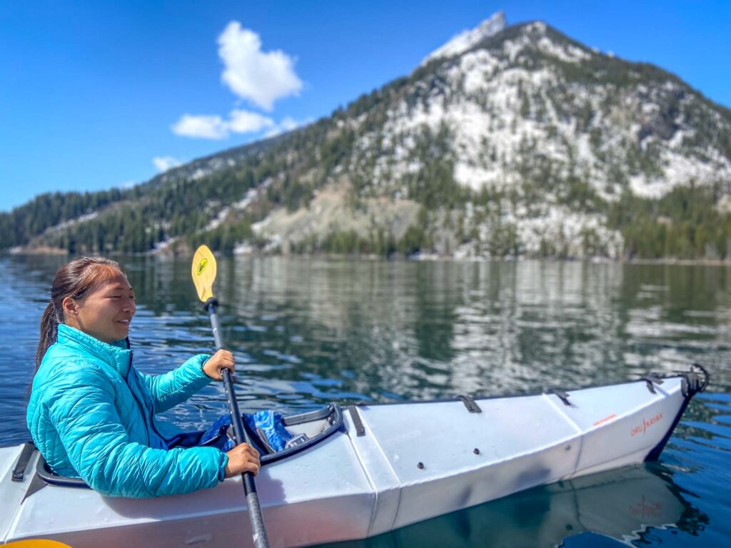 cat xu kayaking on jenny lake