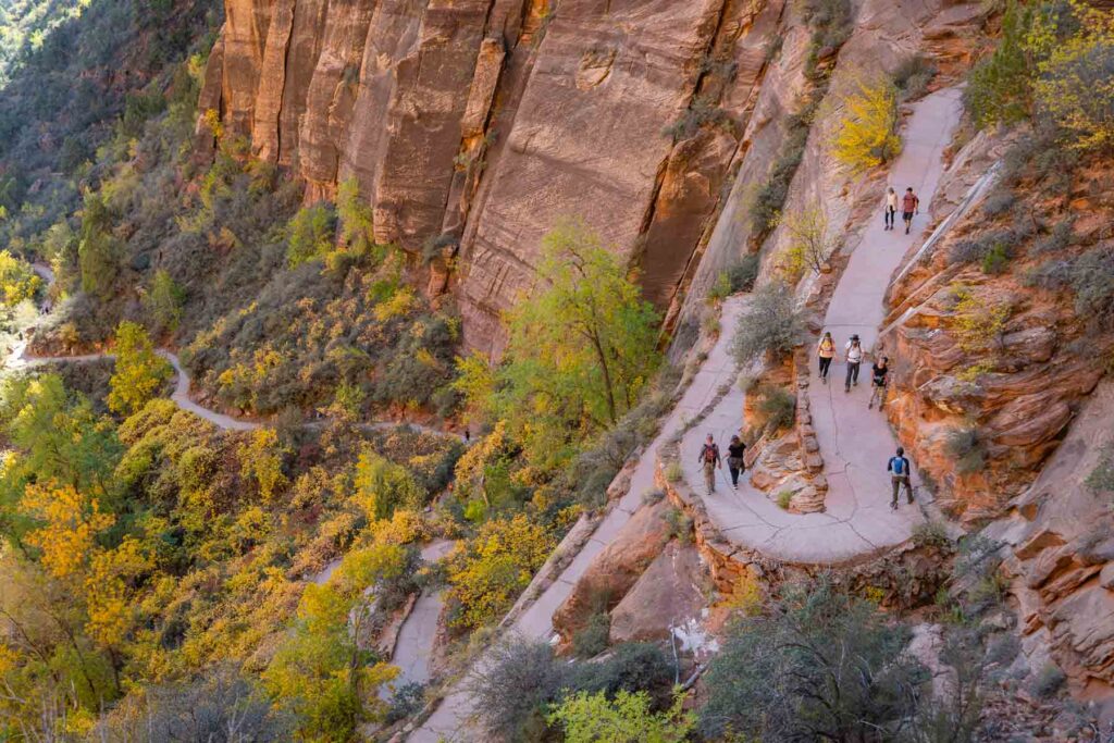 the switchbacks on the trail to angel's landing