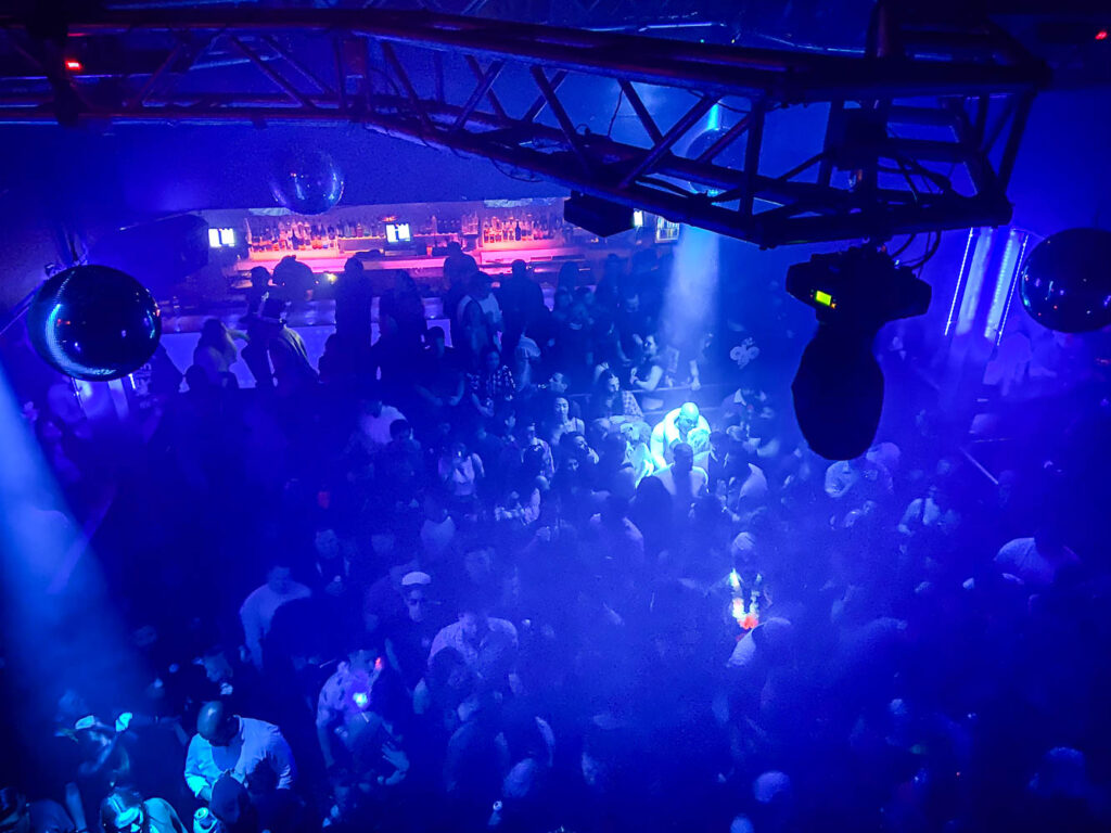 2nd floor view of nightclub in San Diego's gaslamp district