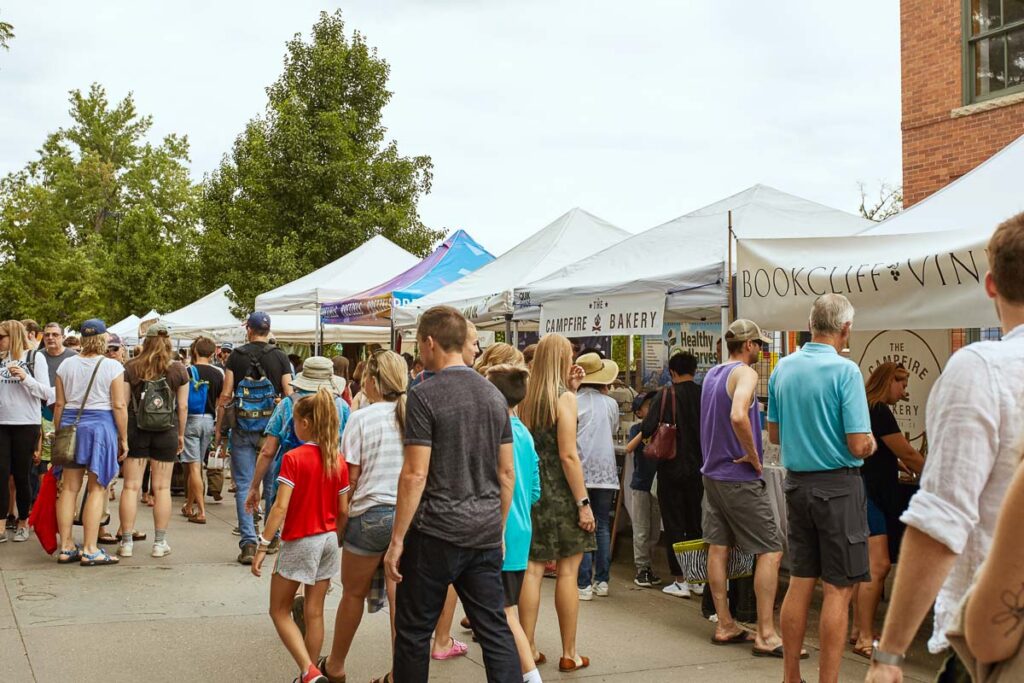 Lots of people at the Boulder County Farmers Market