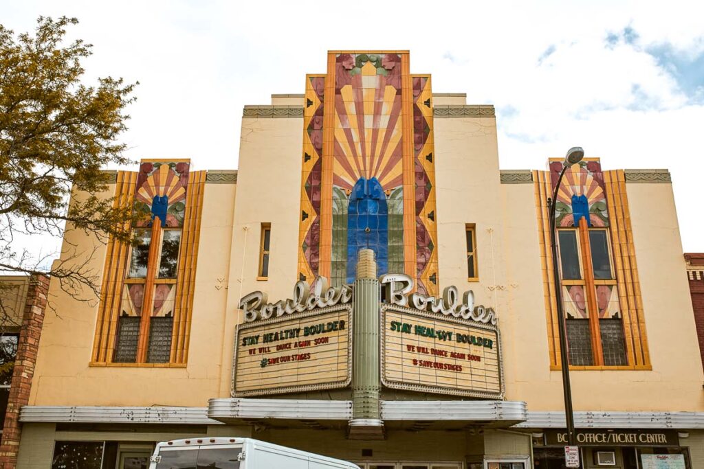 The Boulder Theatre exterior, a place to spend the evening on a one day in boulder itinerary