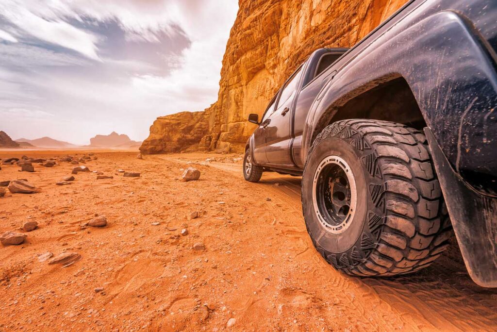 All-wheel drive car in the desert