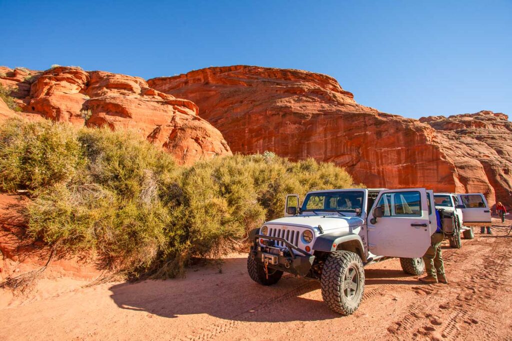 jeep vehicle views of Utah trails on bright sunny days