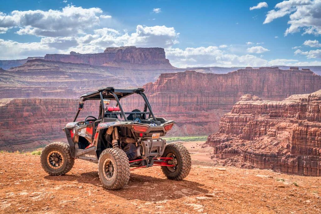 Polaris RZR ATV on a popular Chicken Corner 4WD trail in the Moab area.