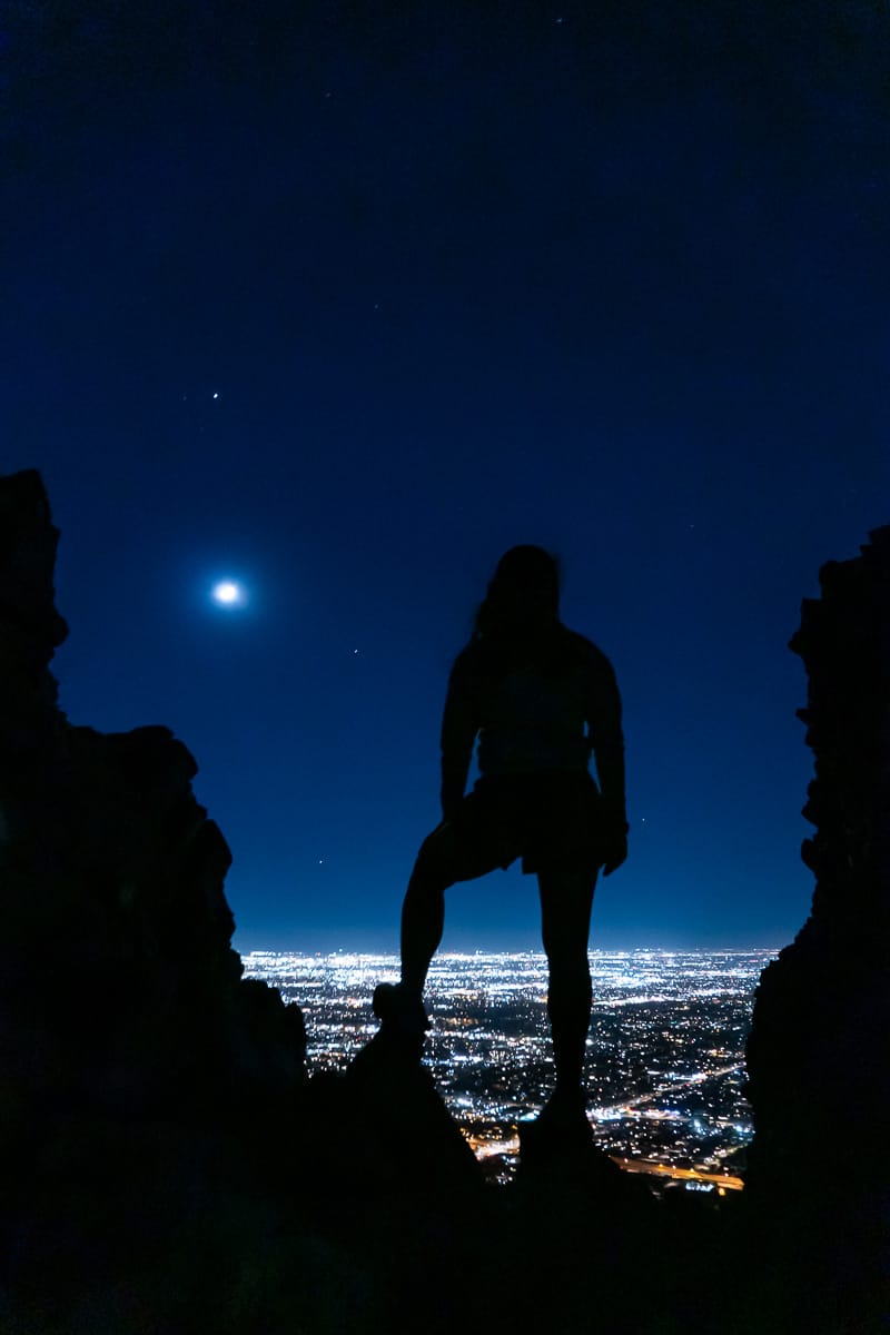 Day Trip Nomad at the summit of Piewstew Peak, one of the best Things to do on a one day in Phoenix Itinerary