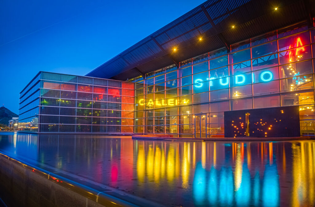 Phoenix Tempe Center for the Arts Neon Exterior at Night