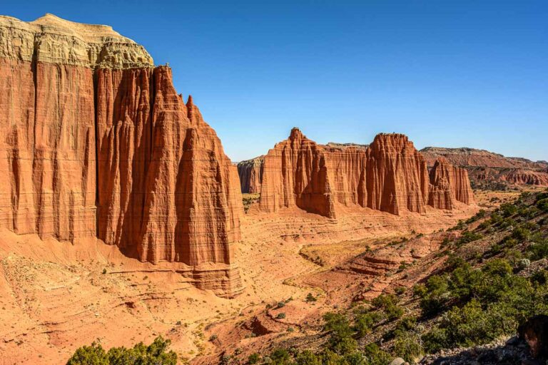 Cathedral Valley Formations in a row in Capitol Reef