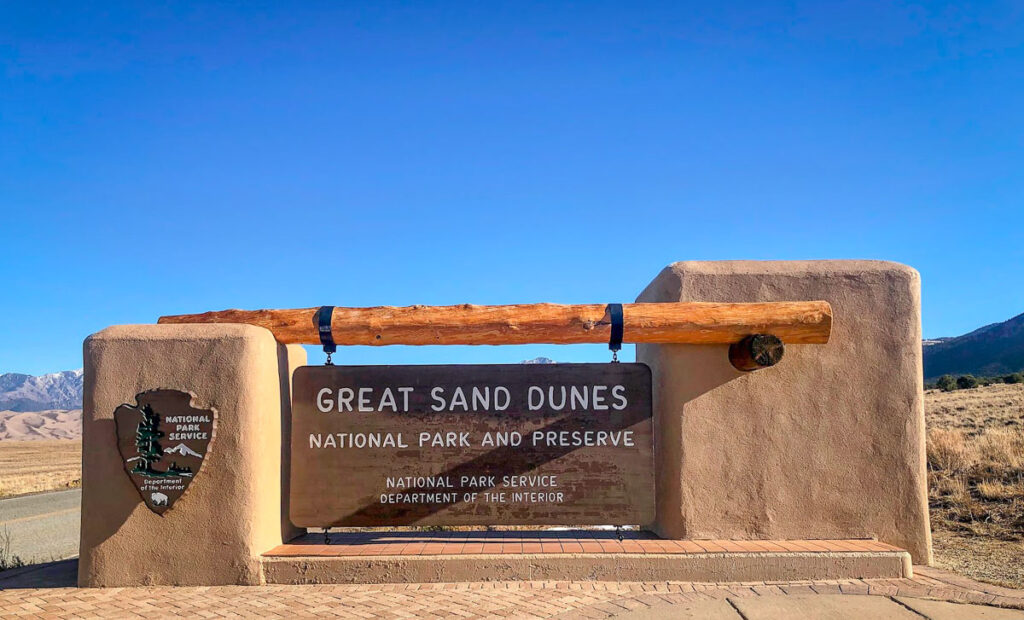 Great Sand Dunes National Park entrance sign