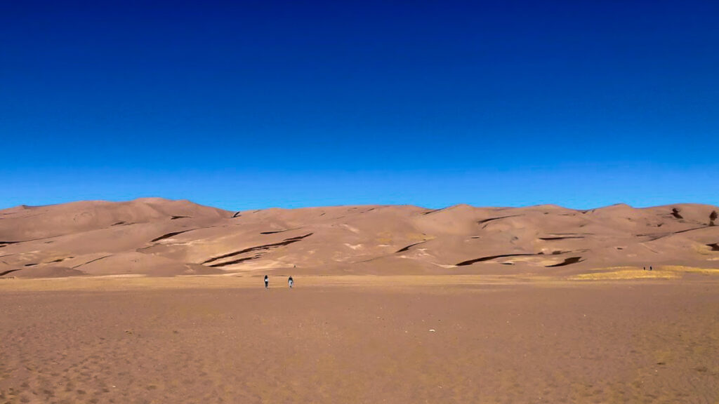 the dune landscape under a sunny sky
