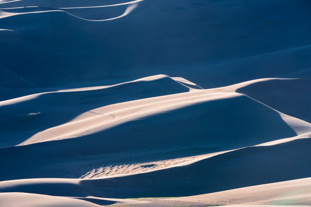 Great Sand Dunes National Park in Colorado near the Sangre de Christo mountain range. USA travel image
