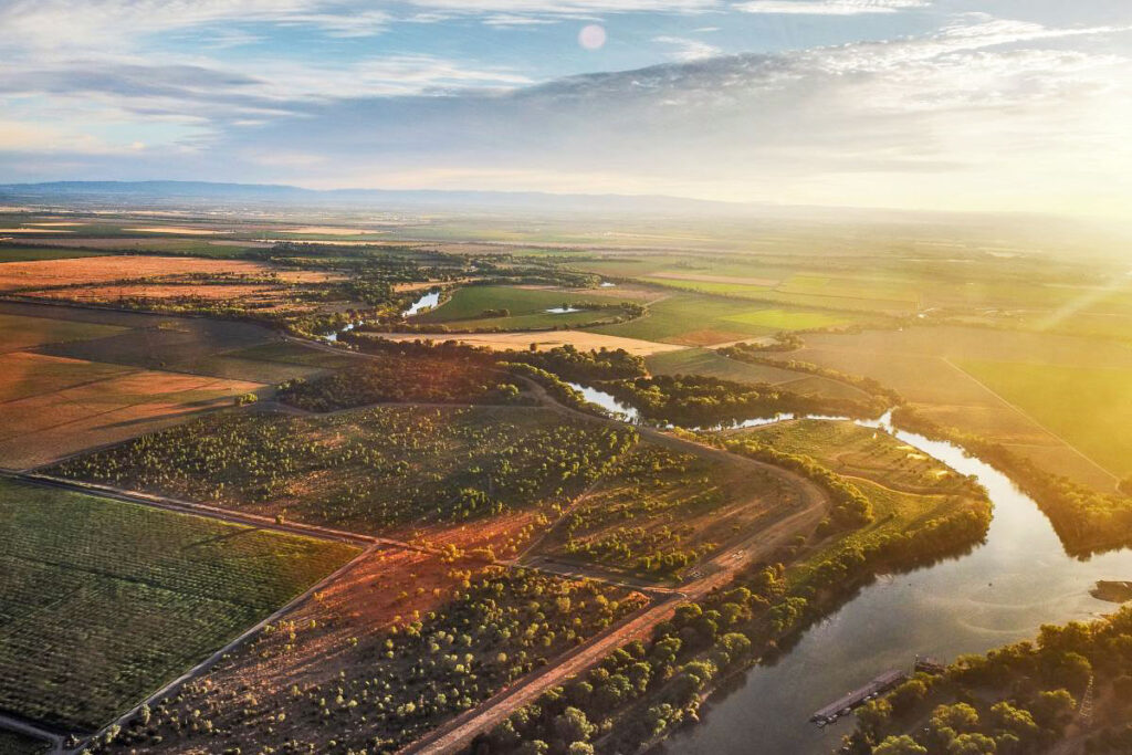 Aerial view of the Sacramento River Valley