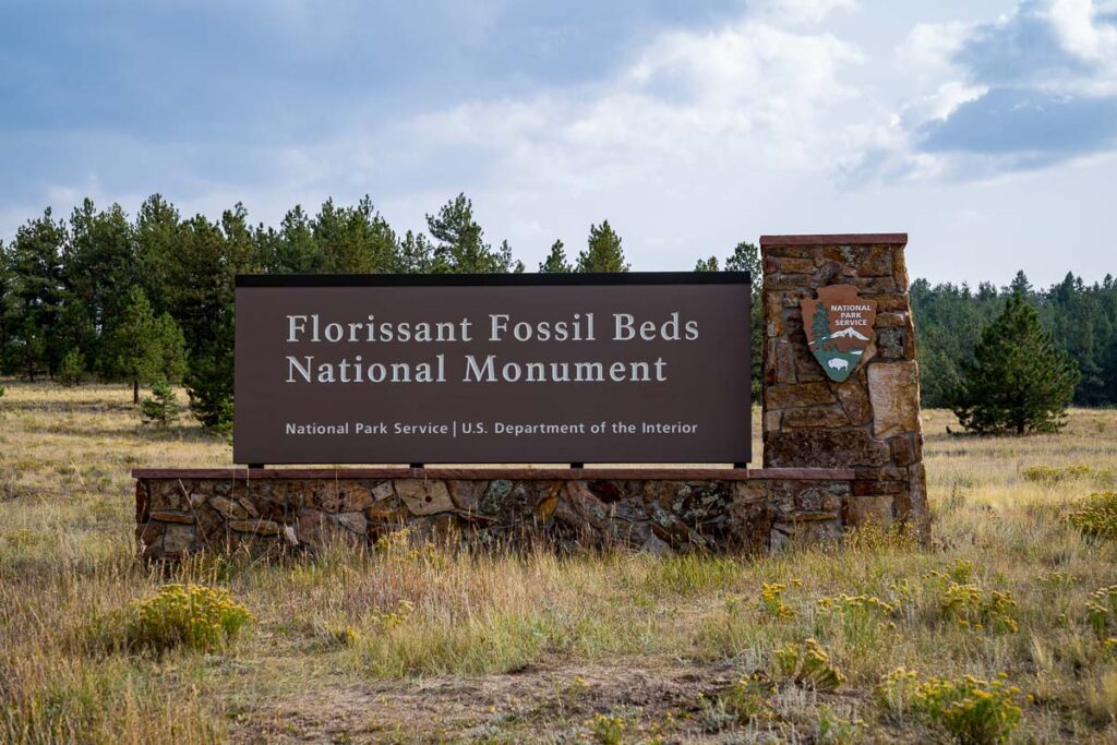 Sign for the Florissant Fossil Beds National Monument