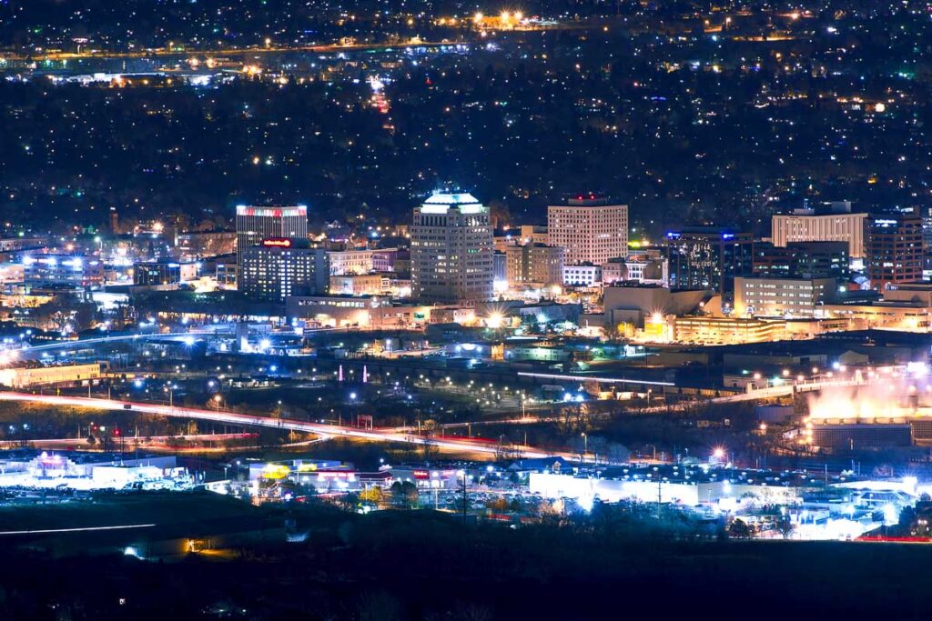 the city of Colorado Springs Night City