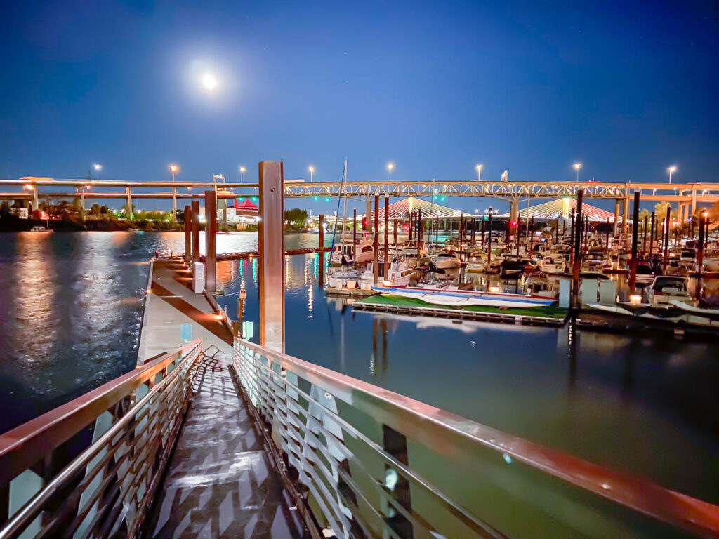 Portland Waterfront Park at night