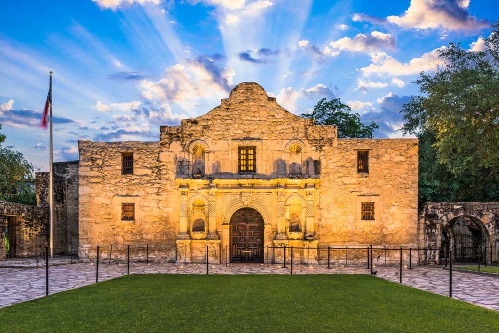 The Alamo during one of the best time to visit San Antonio, Texas the sunset in the spring