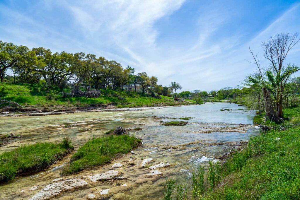 The Blanco River and the natural beauty of the Texas Hill Country in the small town of Wimberley.