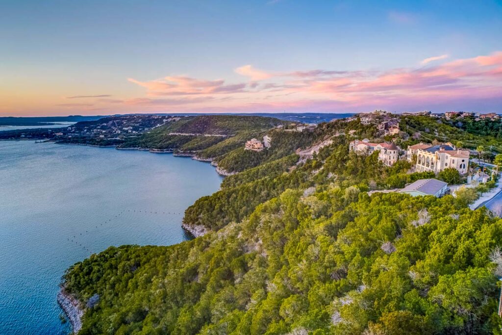 Luxury houses overlooking Travis Lake just outisde of Austin