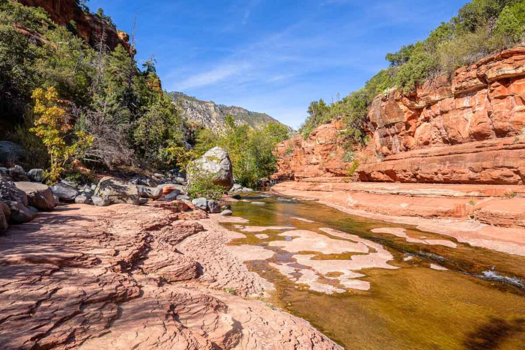 The natural beauty of Slide Rock State Park with its rock water slides in Oak Creek Canyon near Sedona.