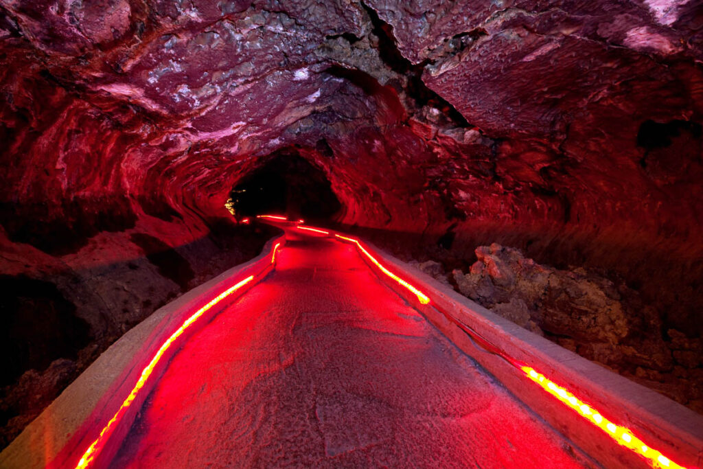 Red Lights of Lava Beds National monument in USA