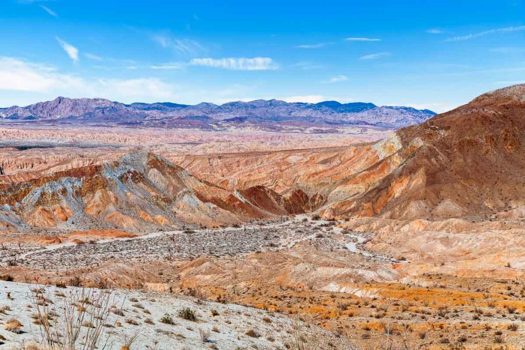View of colorful badlands in Anza Borrego Desert State Park. California. USA