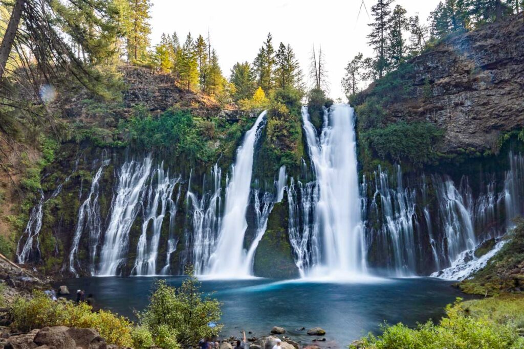 Sunsetting behind Burney Falls in Northern California