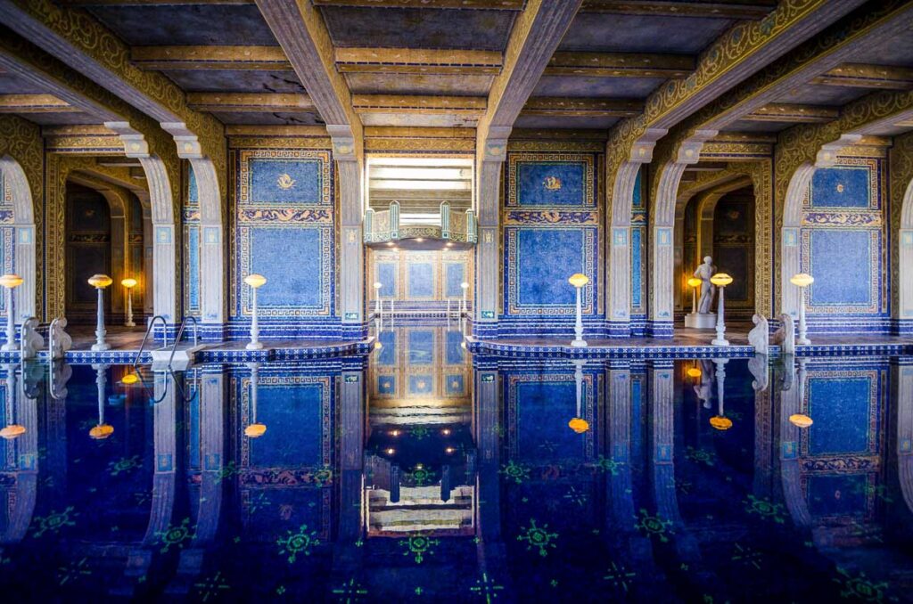 Interior view of the famous luxury roman pool inside the Hearst Castle