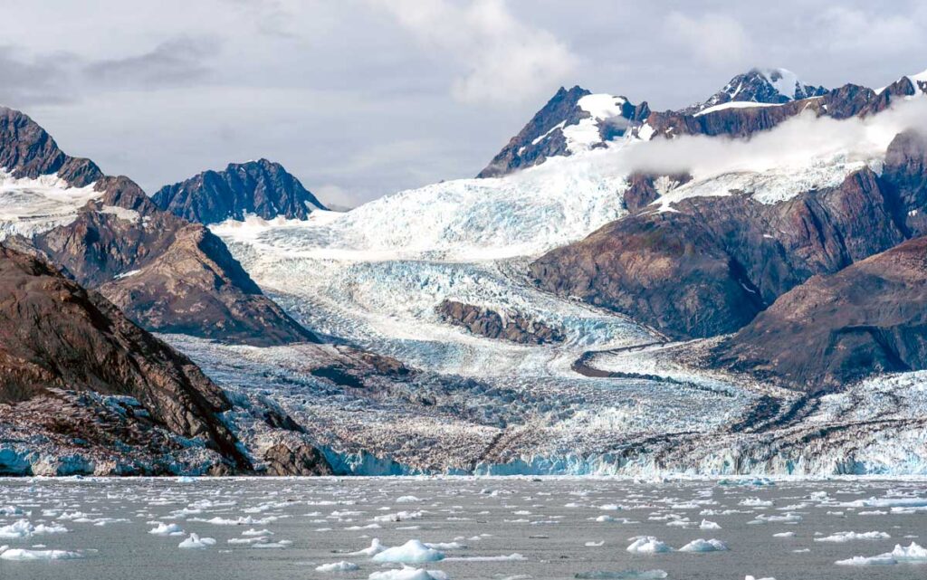 The Aialik Glacier flows in to a bay of the same name draing the Harding Ice Field