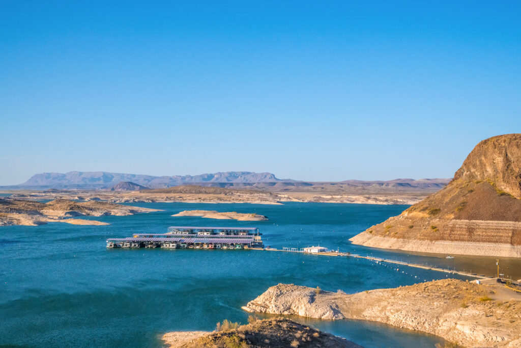 Epic landscape scenery from the walking trail of the overlook view in Elephant Butte, New Mexico