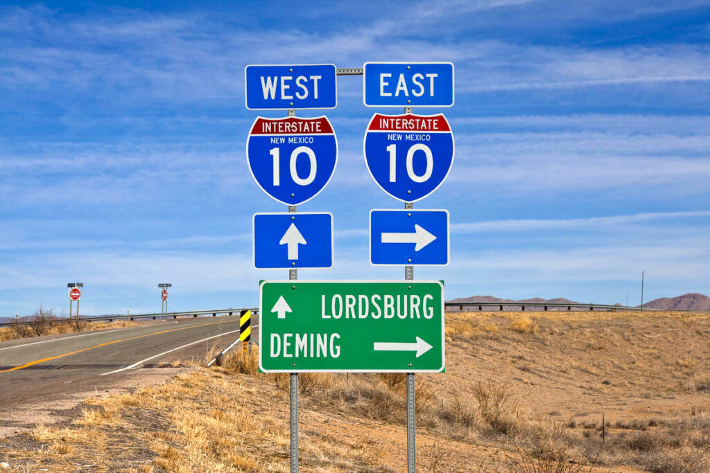 Texas New Mexico Lordsburg Deming highway sign