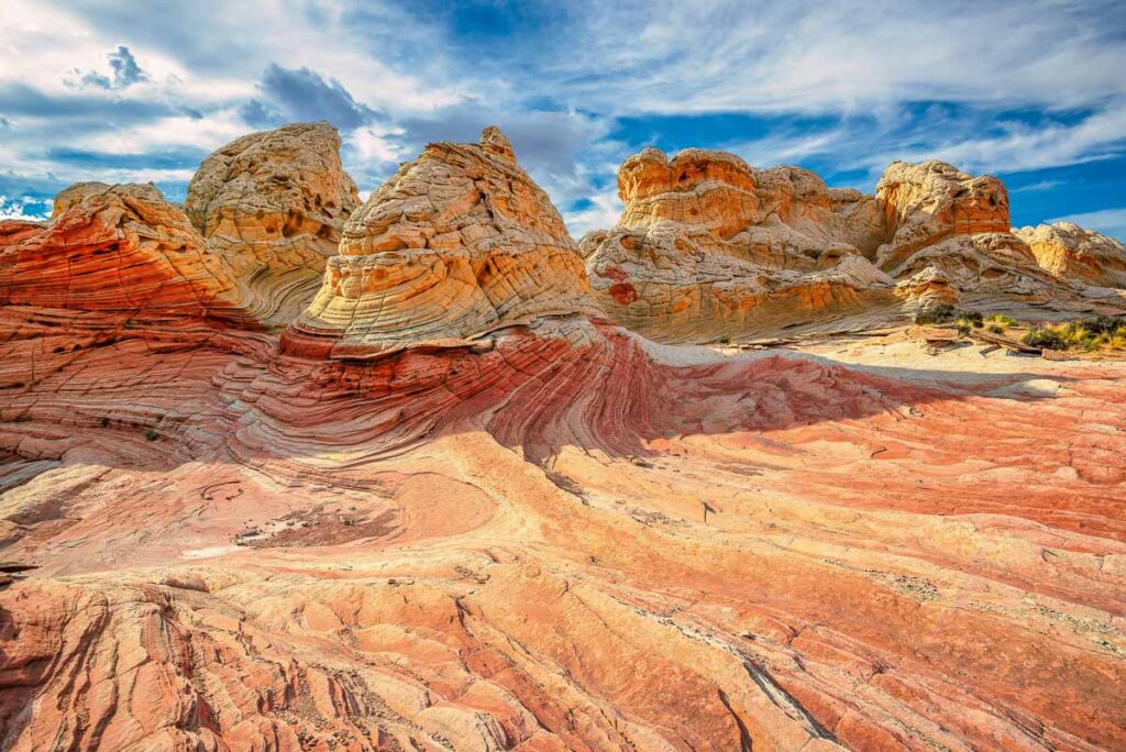 The layered sandstone of the Utah Arizona Vermillion Cliffs White Pocket