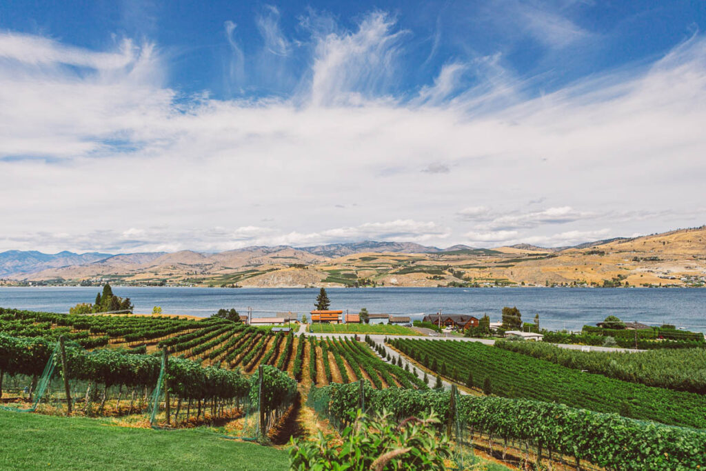 A beautiful view of the winery near the lake Chelan in Washington