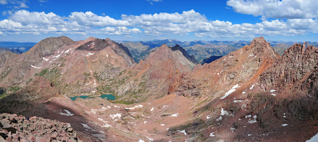 The vast summit landscape of Colorado Capitol Peak