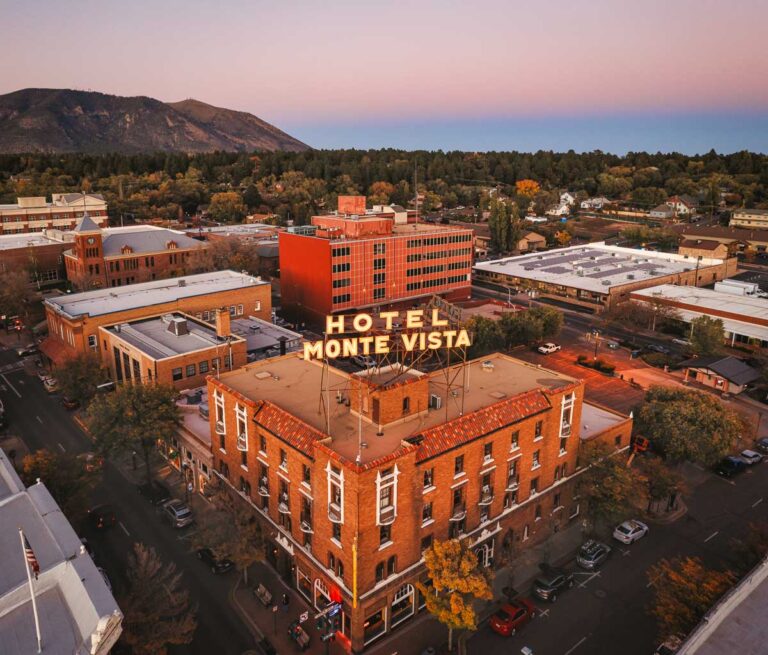 Aerial of Hotel Monte Vista in historic downtown