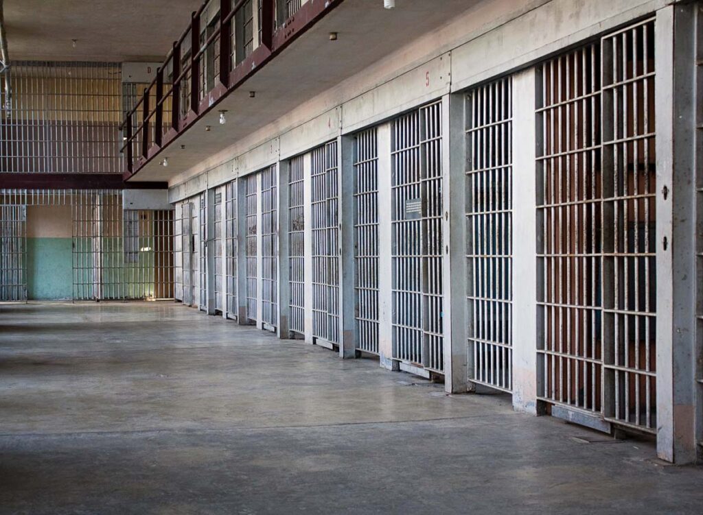 Jail cells with the doors closed at a history idaho prison