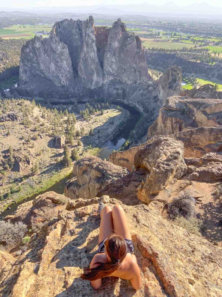 Cat Xu Looking over Rock formations of Smith Rock State Park