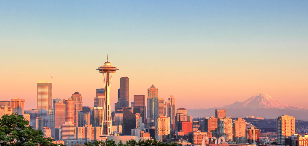 Sunset at the Seattle Skyline Washington