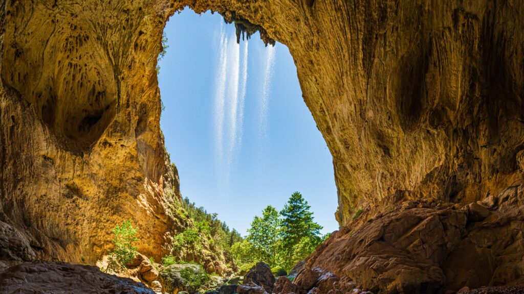 The arch cave below the bridge in Tonto Natural Bridge State Park Arizona.