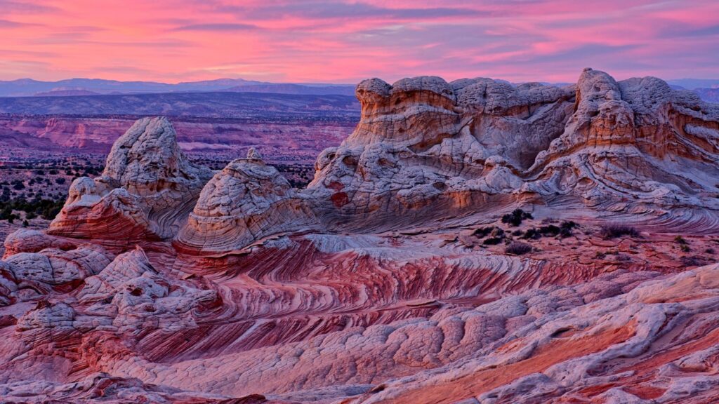 dusk and purple sky in White Pocket, one of the most Beautiful Places in Arizona