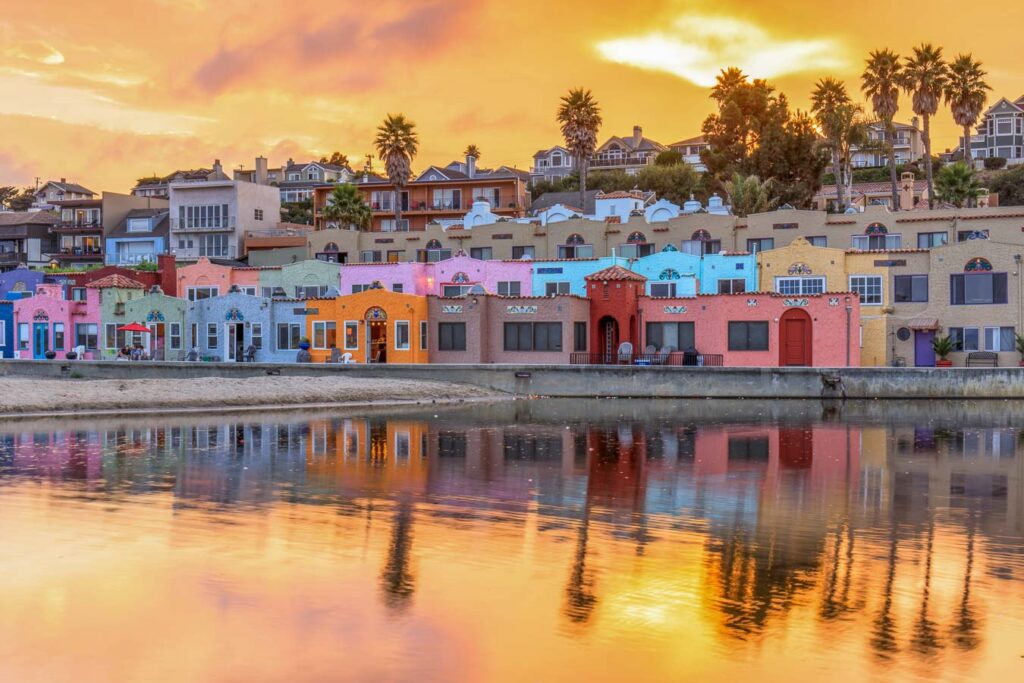 The colorful buildings on the waterfront of California, Capitola