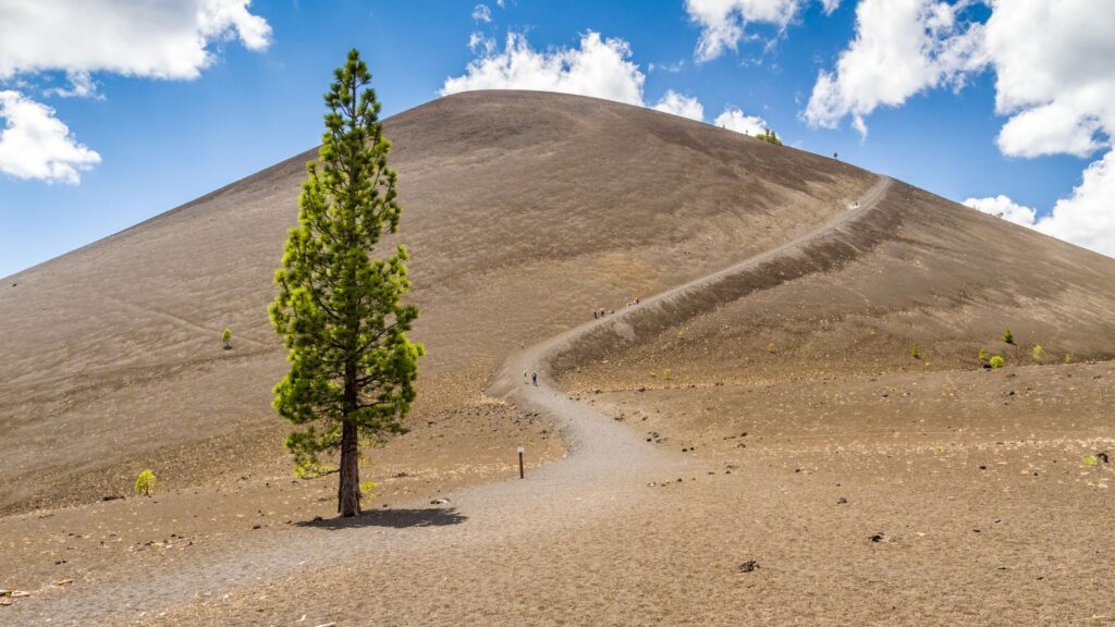 The barren mountainside of cinder cone in Lassen Volcanic