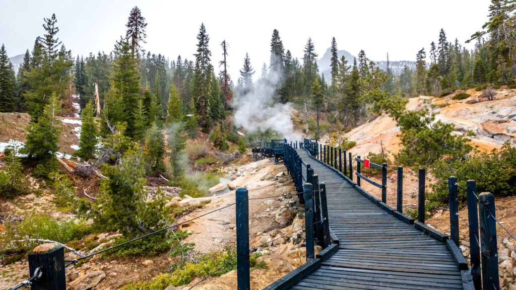 The boardwalk of Lassen Volcanic's Sulphur Works