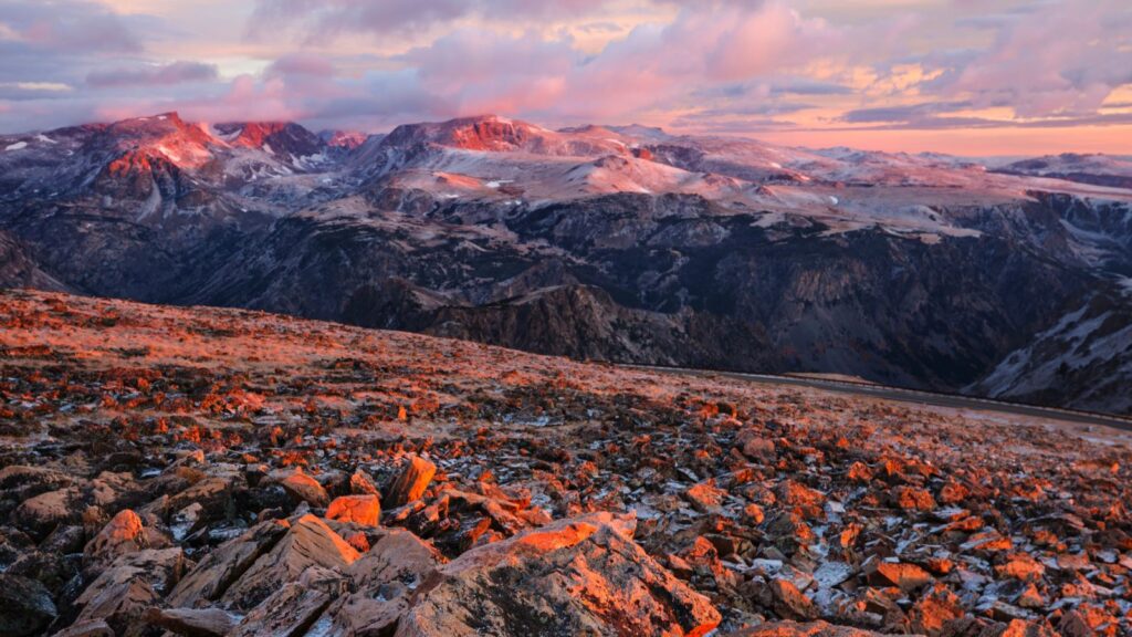 Landscape of Montana, Beartooth Pass Highway at sunset